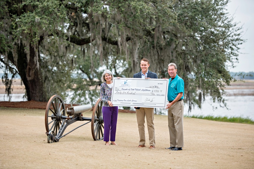 Ruth Smith, Vice Chair, FOIL; Dillon Epp, Property and Wildlife Manager, Orton Plantation Holdings, LLC; and Bob Ahlers, Chair of Friends of Oak Island Lighthouse.  