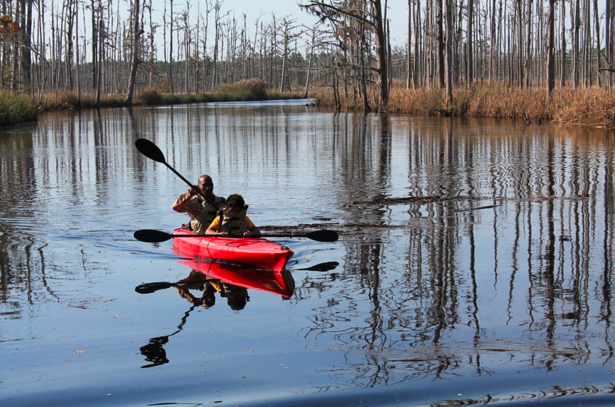Father and son kayaking at Brunswick Family Fun Day 2015 in Brunswick Nature Park